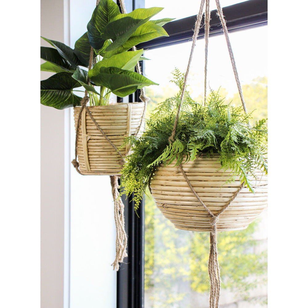 LVD Zara Straight Willow 20cm Hanging Planter Plant Basket w/ Rope Home Garden Decor — image 2
