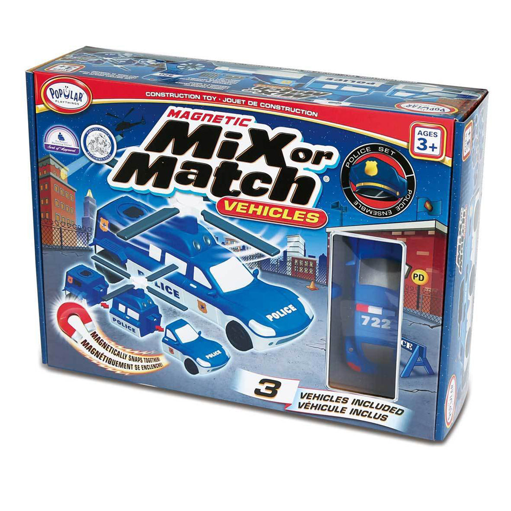 Popular Playthings Mix or Match Police Car Vehicle Kids/Toddler Building Toy 3y+