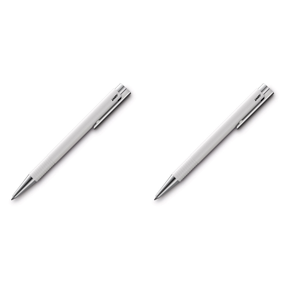 Lamy Logo M+ Medium 1mm Tip Sprung Stainless Steel Clip/Push Ballpoint Pen WH (2 Pack)
