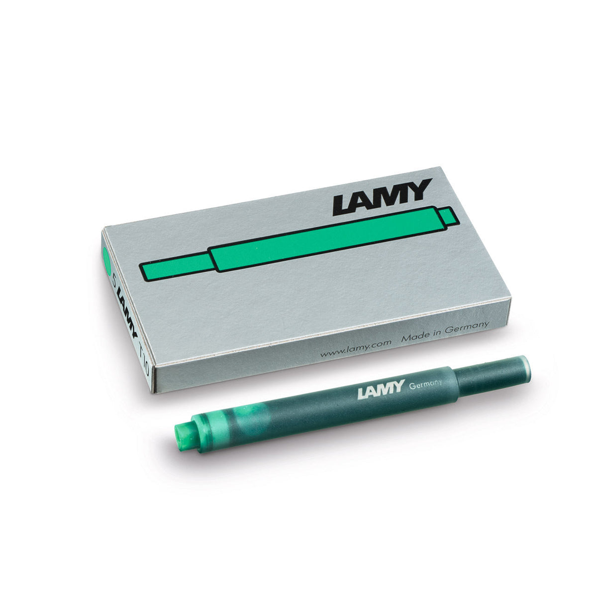 Lamy 5pc Lamy Hangsell T10 Fountain Pen Ink Plastic Cartridges Moderate Flow Green (2 Pack) — image 2