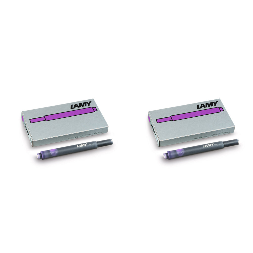Lamy 5pc Lamy Hangsell T10 Fountain Pen Ink Plastic Cartridges Moderate Violet (2 Pack)