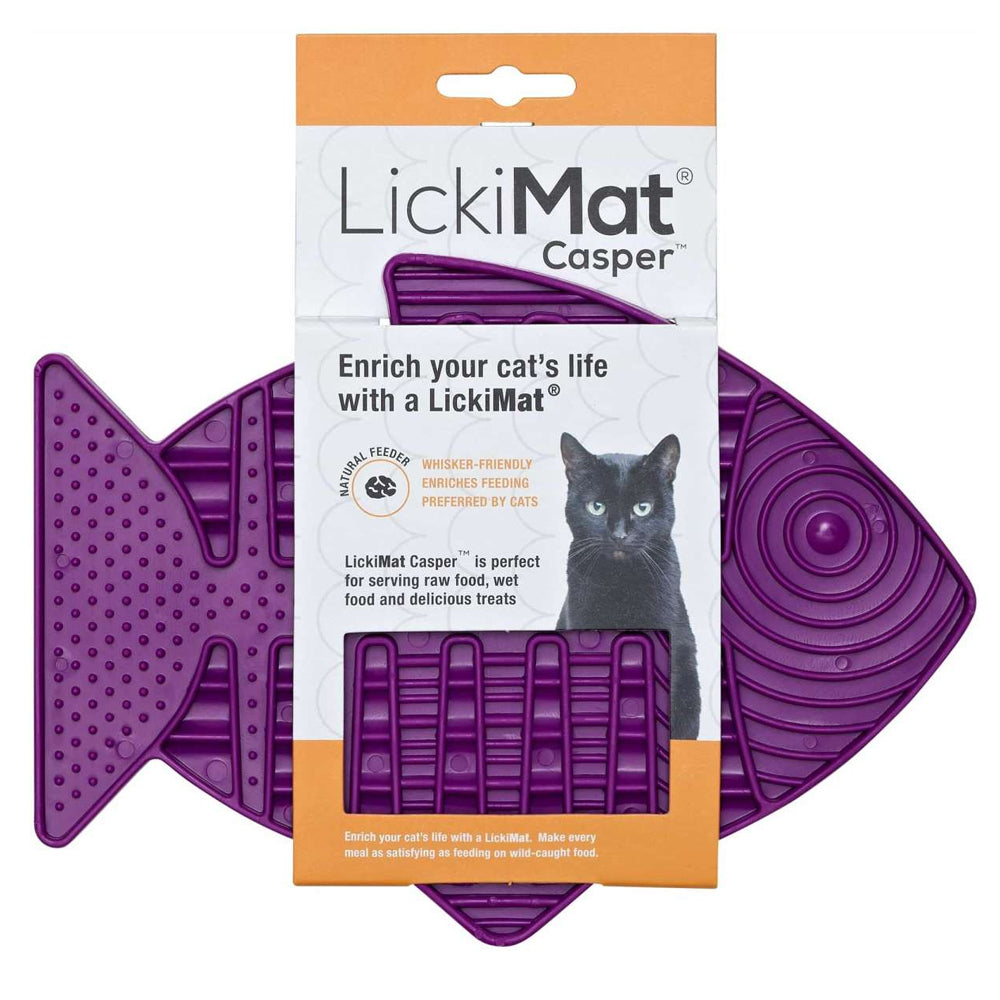 Lickimat Casper TPR Pet Cat Licking Raw Food/Snack Meal Patterned Feeder Purple — image 2
