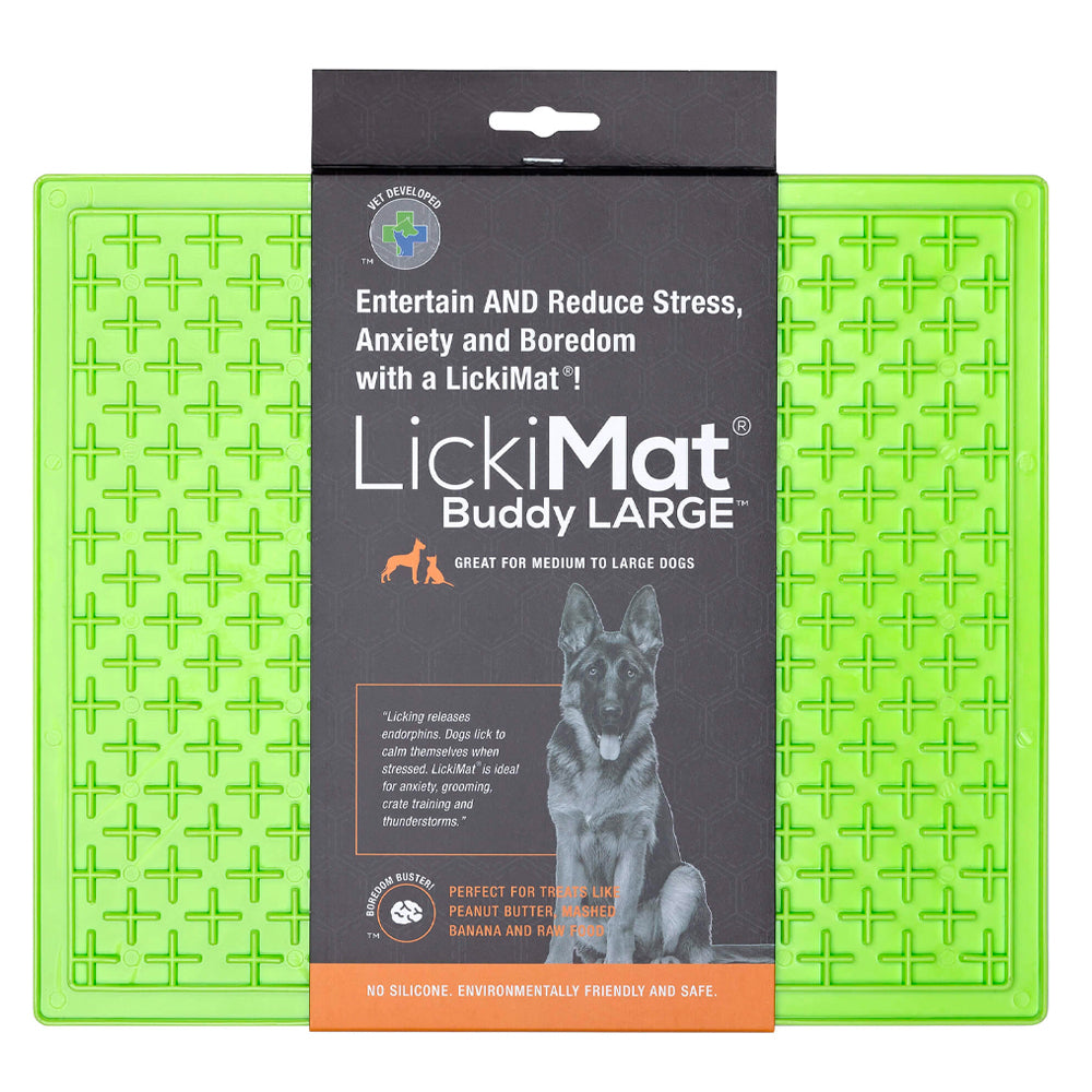 Lickimat Buddy Green 30cm Rubber Pet Dog/Cat Slow Feeder Licking/Lick Treats XL