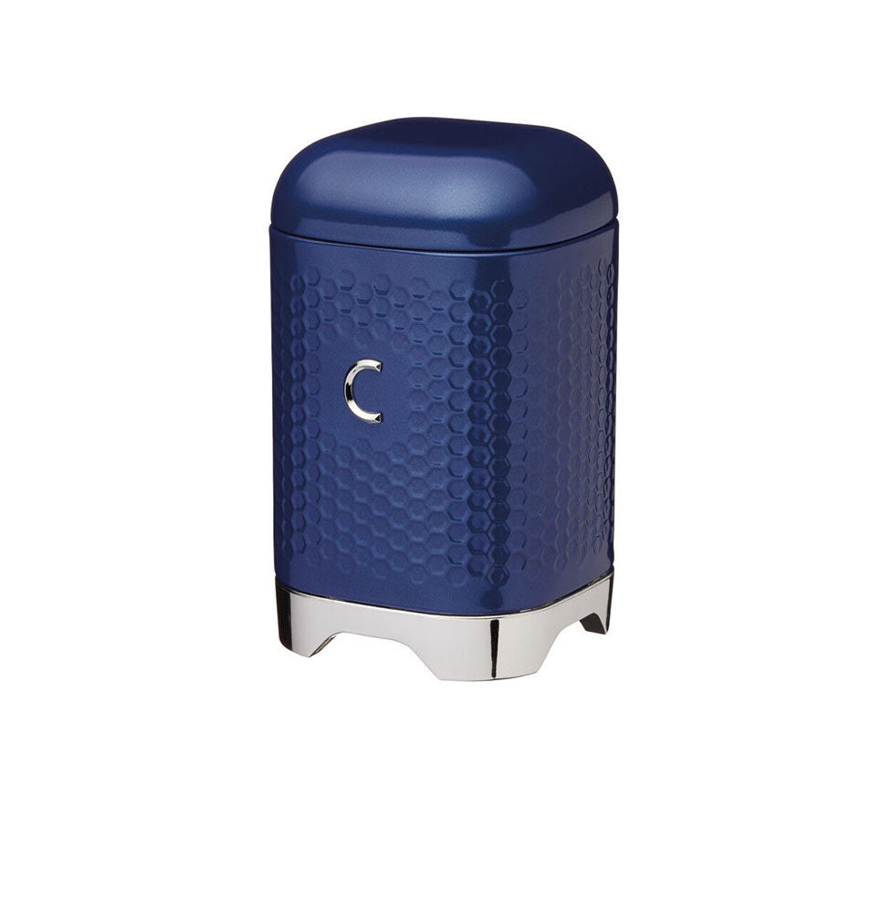 Kitchen Craft Lovello Carbon Steel Retro Coffee Canister w/ Geometric Finish Midnight Navy