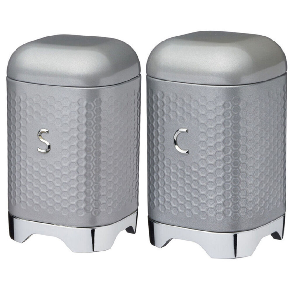 Kitchen Craft Kitchencraft Lovello Geometric Coffee & Sugar Canister Jars Shadow Grey (2 Pieces)
