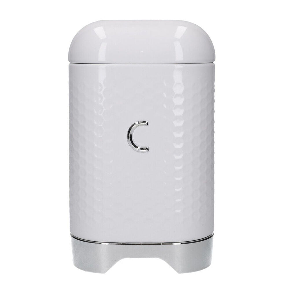 Kitchen Craft Lovello Carbon Steel Retro Coffee Canister w/ Geometric Finish Ice White — image 5