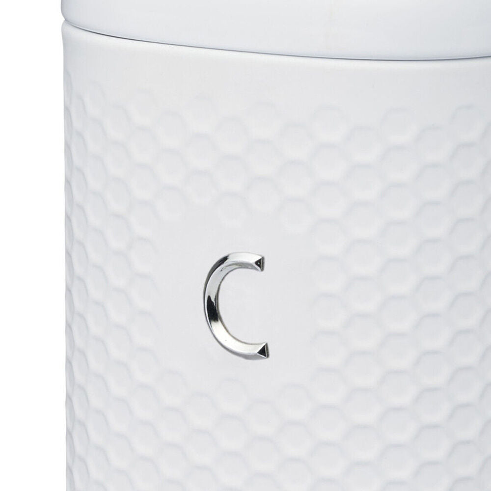 Kitchen Craft Lovello Carbon Steel Retro Coffee Canister w/ Geometric Finish Ice White — image 6
