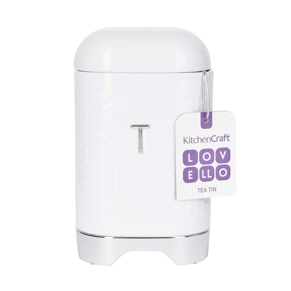 Kitchen Craft Lovello Retro Carbon Steel Tea Canister Caddy 19cm Ice White — image 2