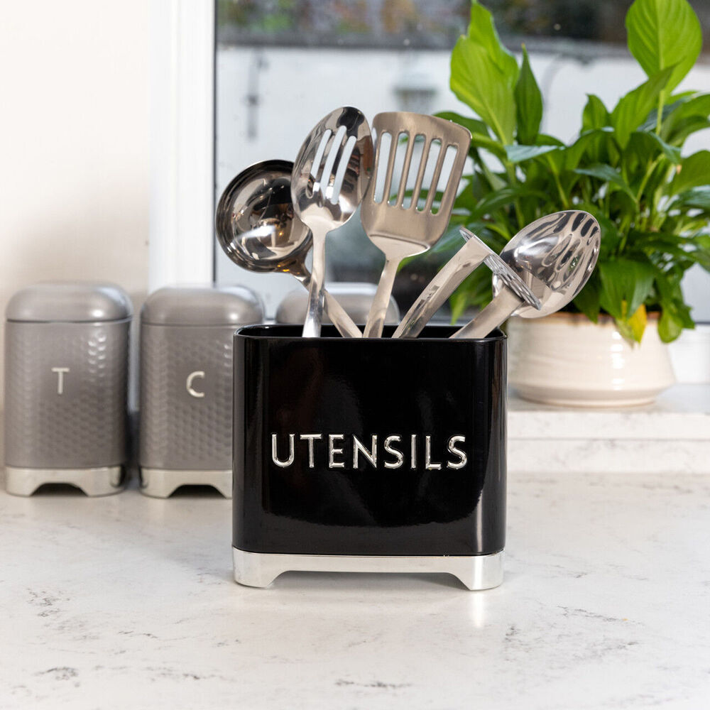 Kitchen Craft Lovello Carbon Steel Utensil Tin Holder - Black (2 Pack) — image 5