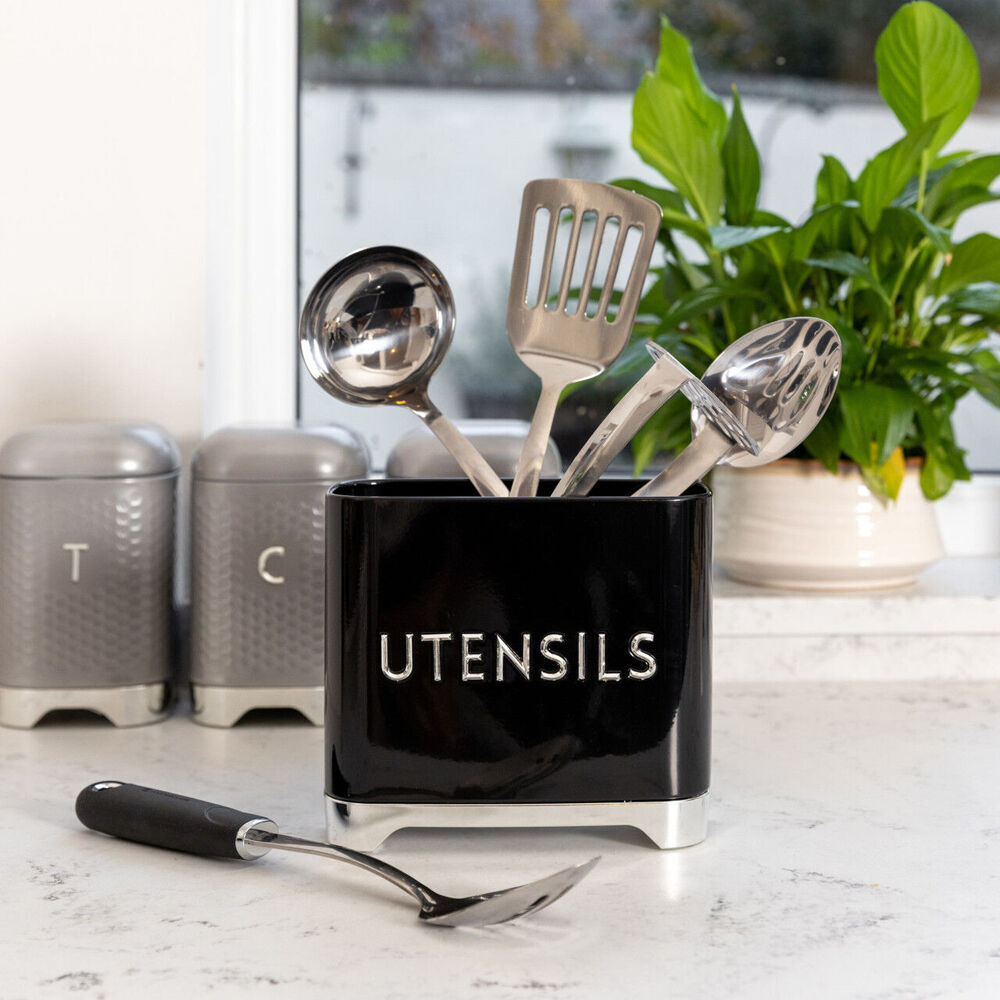 Kitchen Craft Lovello Carbon Steel Utensil Tin Holder - Black (2 Pack) — image 6