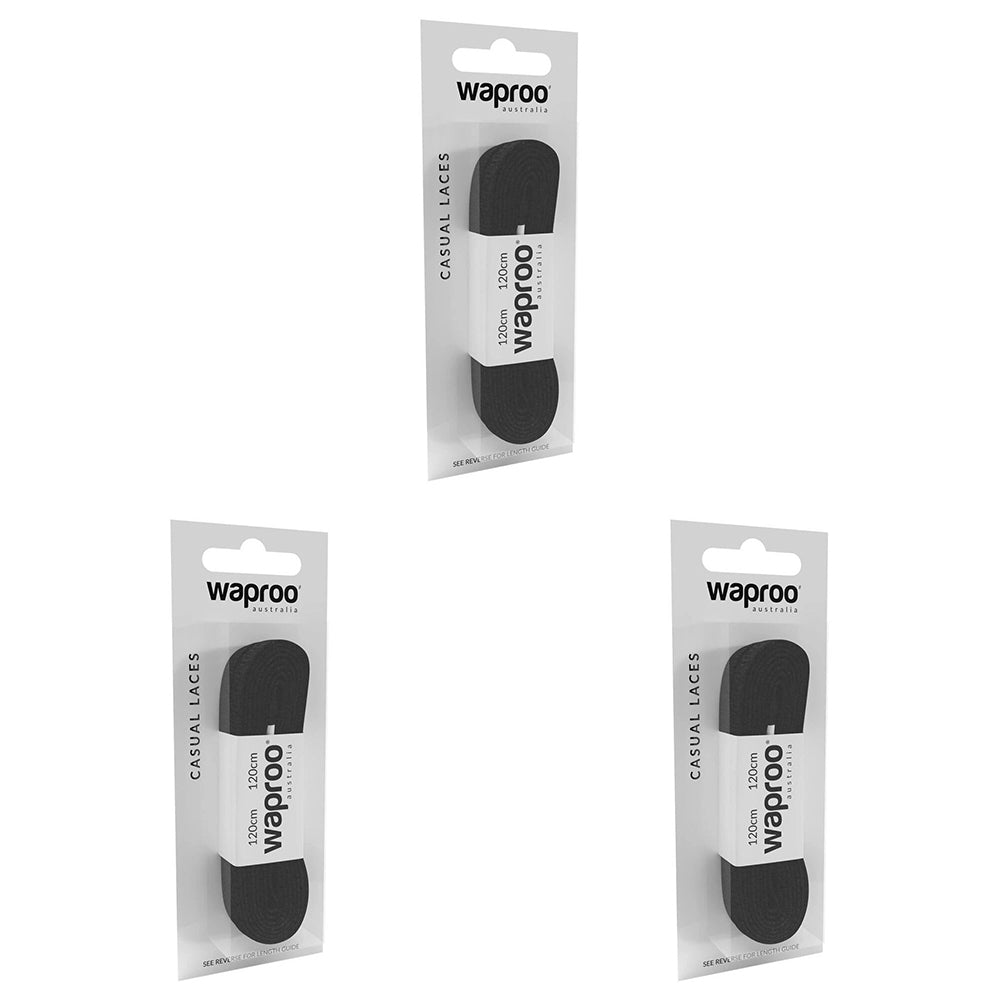 Waproo Platinum Boot/Shoelace Replacement 120cm Flat Track Sneaker Black (6 Pieces)