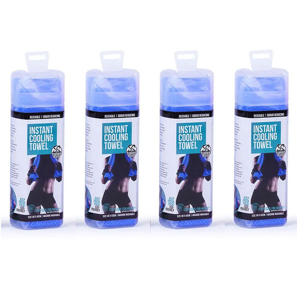 66cm Instant Cooling Towel Gym/Workout Reusable Copper Infused Towel Blue (4 Pack)