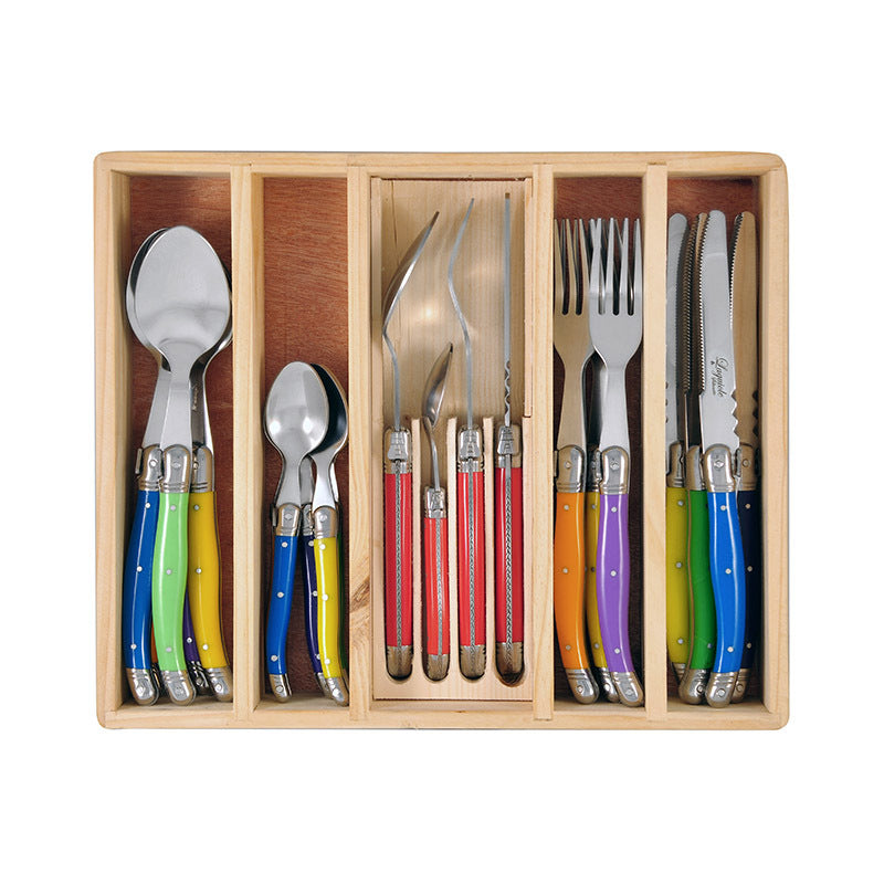 Laguiole Silhouette Cutlery Table Spoon/Fork/Knife/Teaspoon Set Multicolour (24 Pieces)