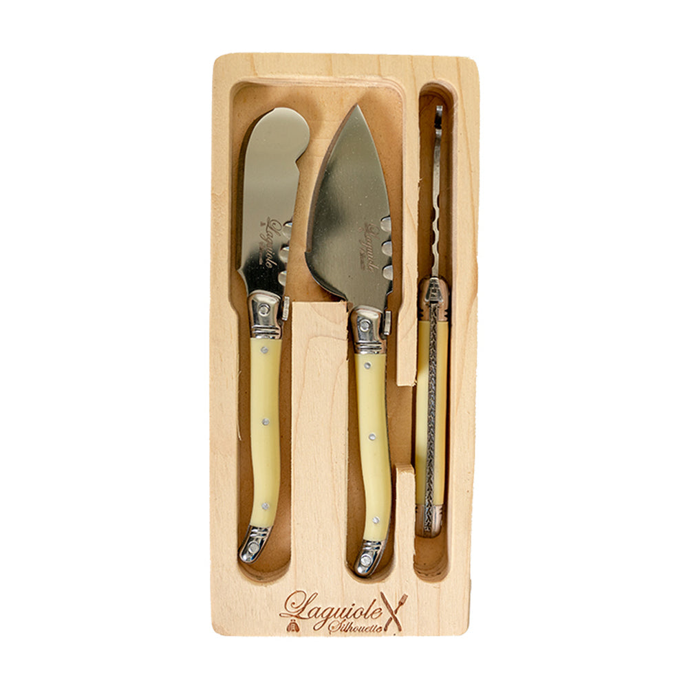 Laguiole Silhouette Knife Cleaver/Pate Mini Cheese Set Stainless Steel (3 Pieces) — Ivory