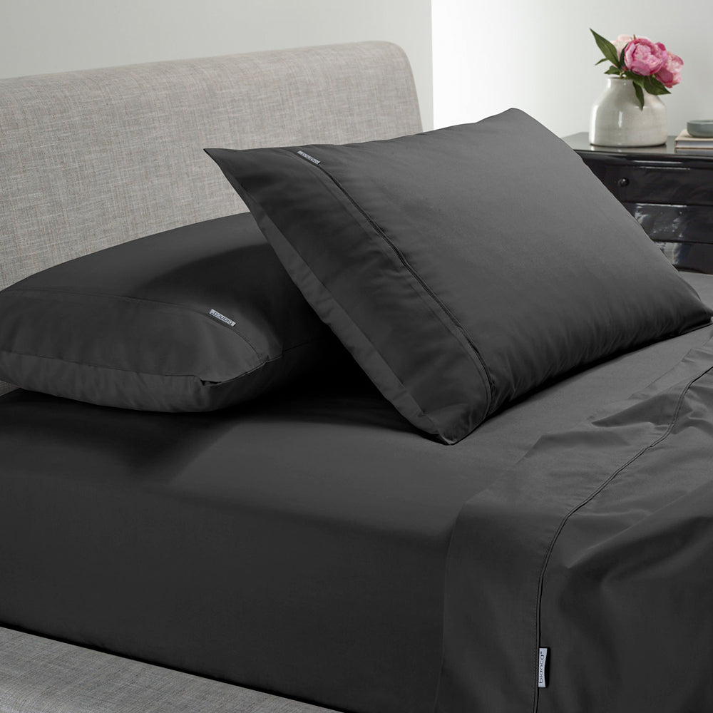 Bianca Heston Fabric Cotton Charcoal Fitted Bedding Sheet Set Long Single