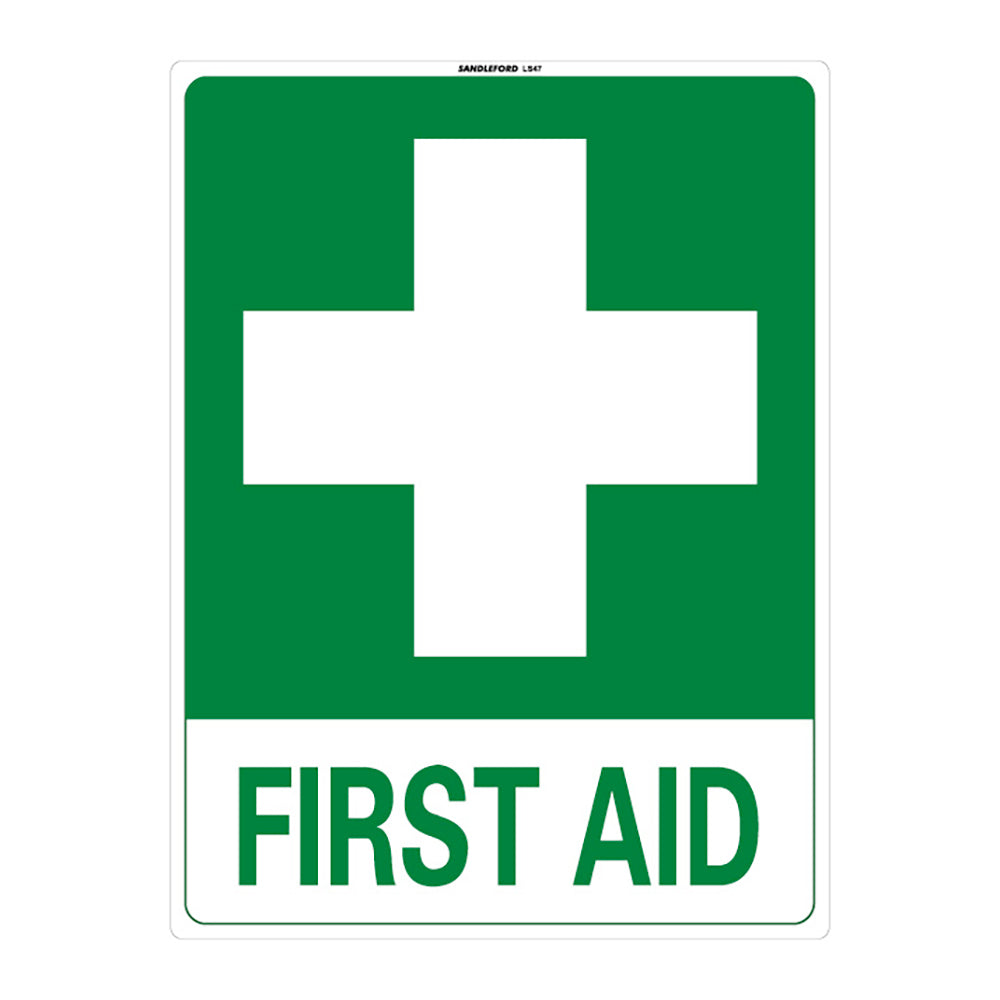 Sandleford First Aid 450x600mm Large Safety Sign Polypropylene Wall/Door Mountable