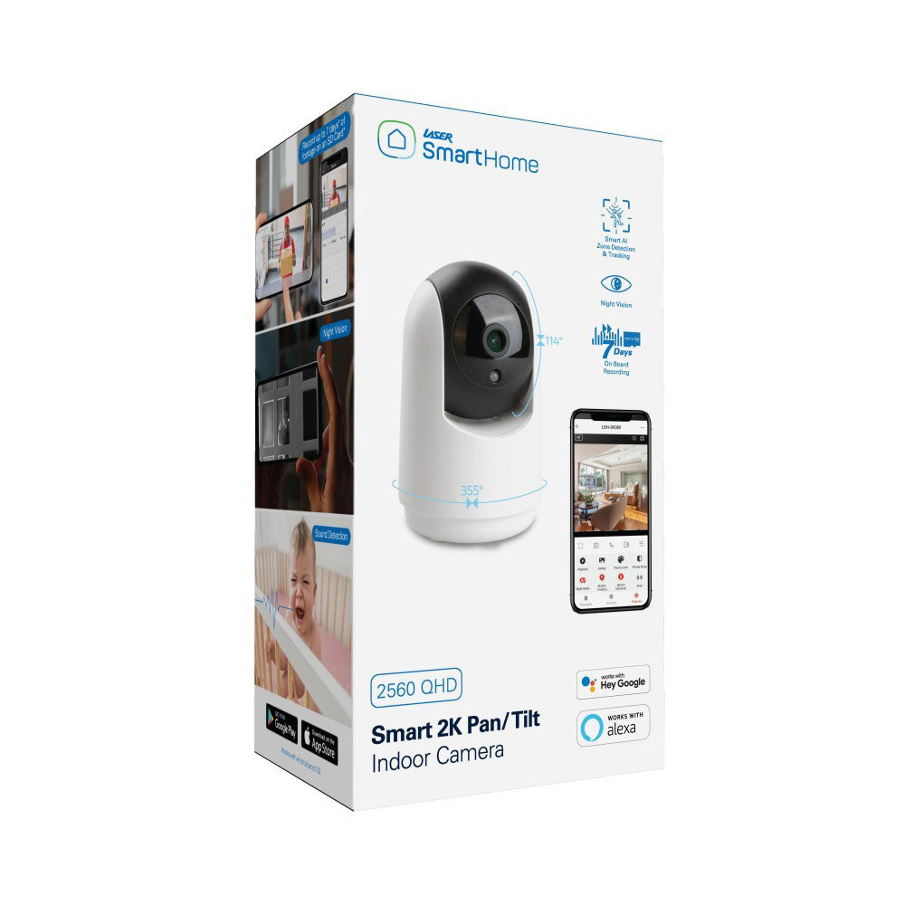 Laser Smarthome 2K Indoor Pan/Tilt Video Security Camera CCTV Surveillance White — image 2