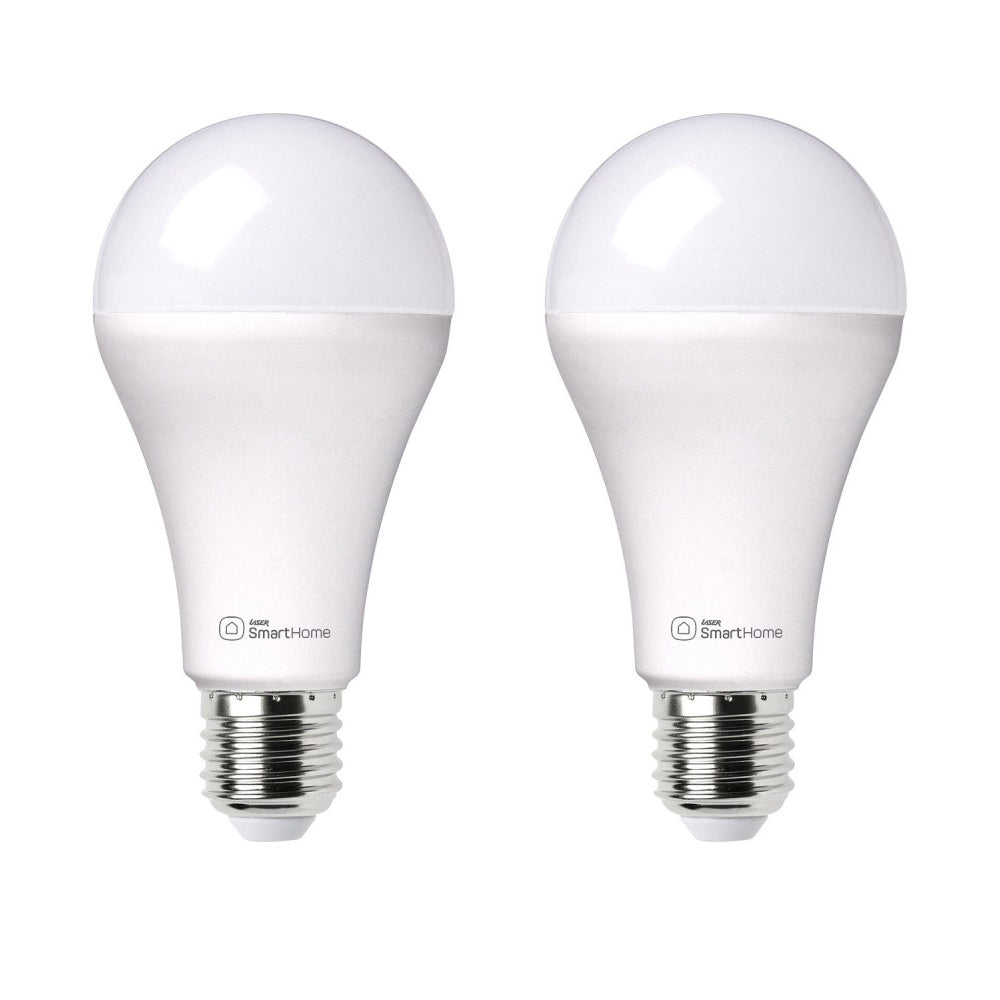 Laser 10W E27 Warm/Cool White Adjust Smart LED Light Bulb WiFi App Control (2 Pack)