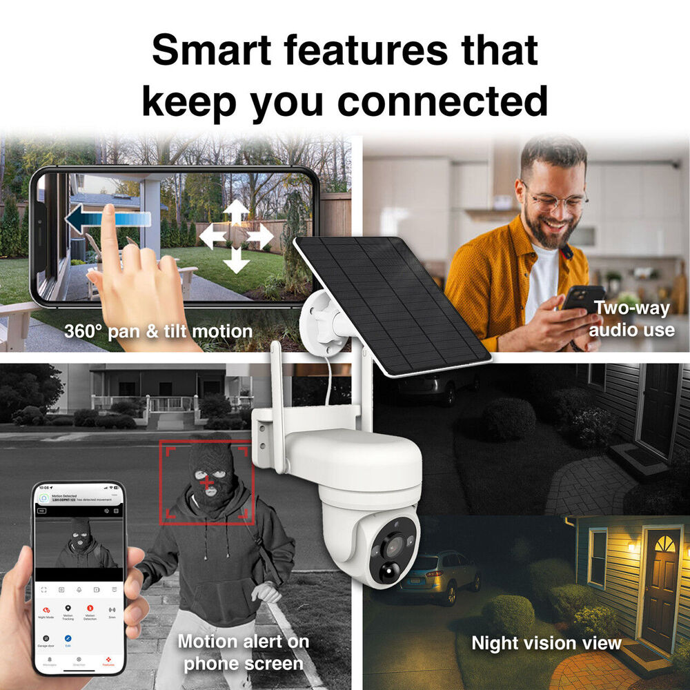 Laser FHD Outdoor Pan Tilt Camera Solar Night Vision Motion Detection White — image 5