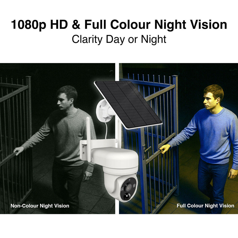 Laser FHD Outdoor Pan Tilt Camera Solar Night Vision Motion Detection White — image 9