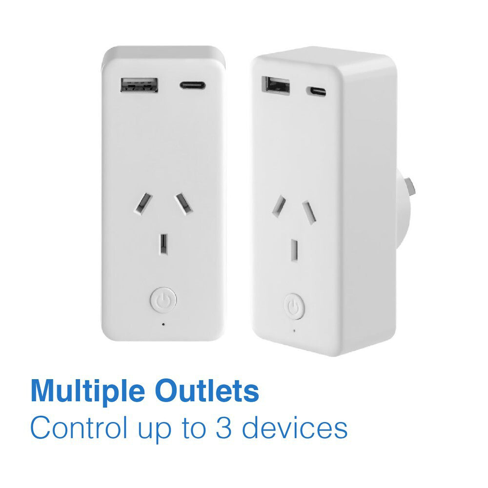 Laser Smarthome Smart WiFi AU/NZ Plug Usb-a/c Voice/App Controlled Socket White — image 3