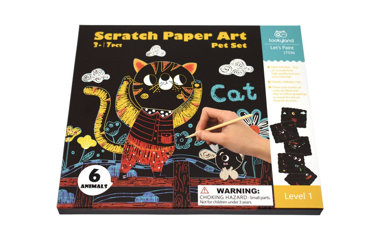Tookyland Kids Scratch Paper Art Pet Set Craft Activity Fun Play Toy Kit 3+ (7 Pieces) — image 5