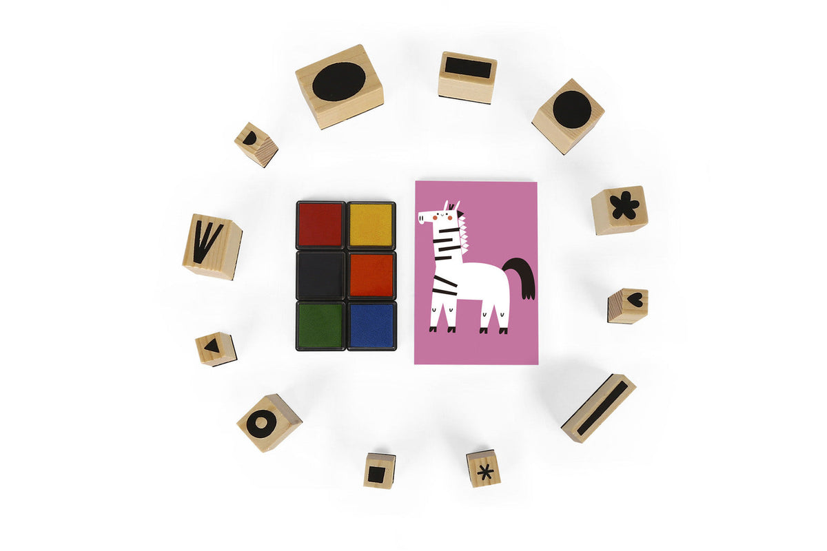 Tookyland Kids Stamp Ink Paint Art/Craft Set Activity Fun Play Kit 3y+ (19 Pieces) — image 2