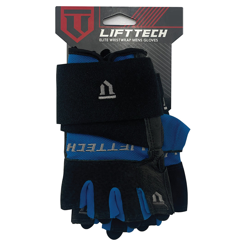 Lifttech Fitness Elite Weight Gloves With Wrist Wrap Large Leather Palm — S