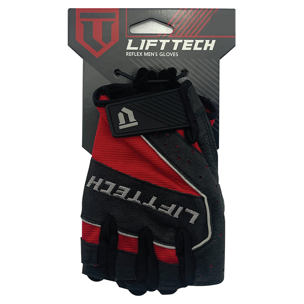 Lifttech Fitness Mens Half-Finger Reflex Lifting Gloves Large Antimicrobial — S L