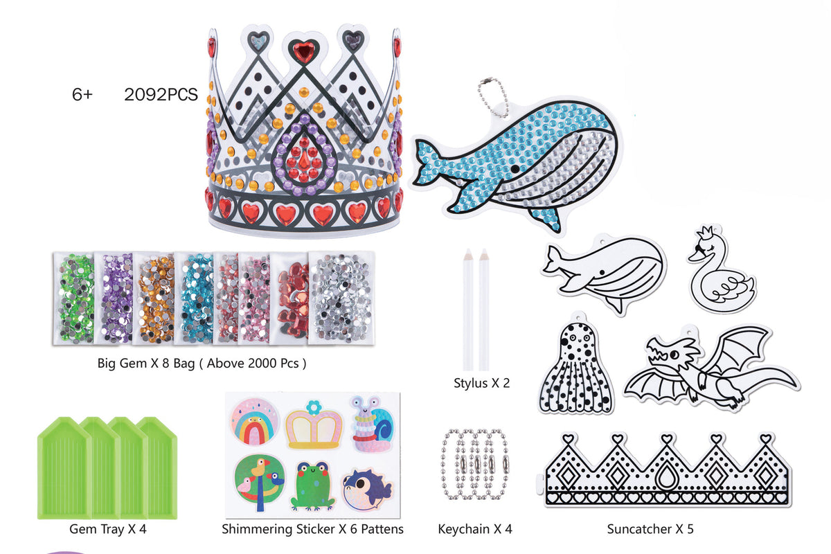 Tookyland Diamond Crown Big Gem Art/Craft Kit Kids Activity Fun Play 4+ (2092 Pieces) — image 2