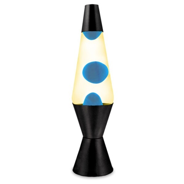 LMD Yellow/Blue Wax Liquid Lava Lamp Party Decor Night Light Black Retro Set 37cm