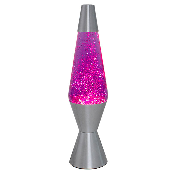 LMD Purple-Pink Glitter Lava Lamp Style Silver Retro Novelty Room Lighting 37cm — image 2