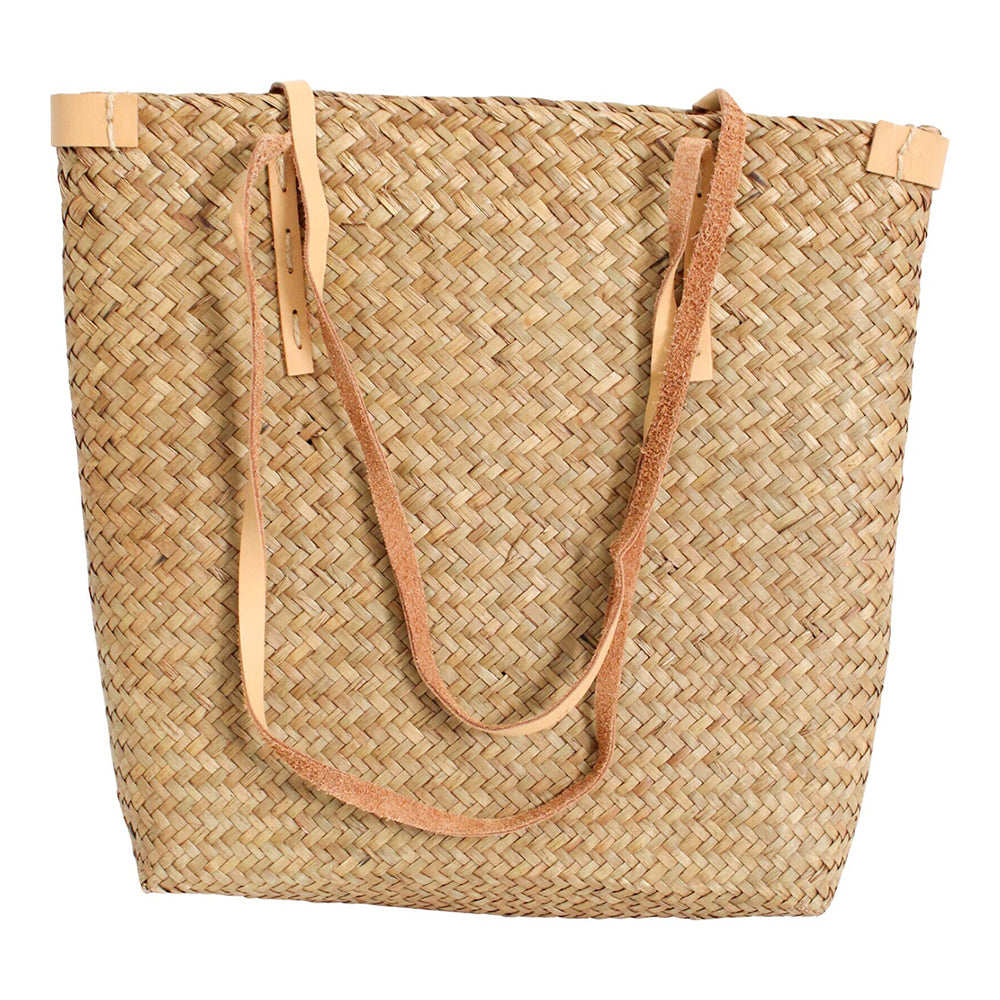 LVD Woven 35cm Straw/Leather Ladies/Women's Fashion Carry Tote Bag w/ Strap Brown