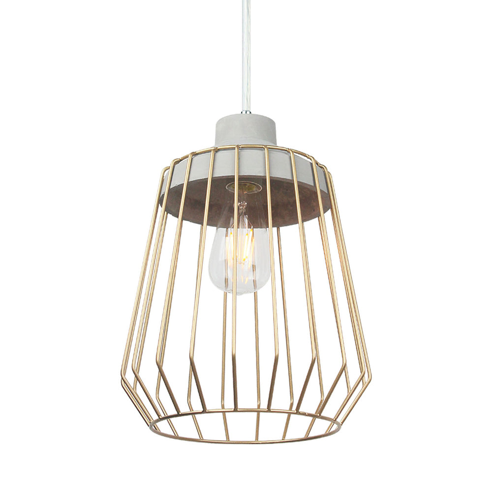 Maine & Crawford Luminite Lamp Cover 25x135cm Cage/Concrete Pendant Lab — Copper