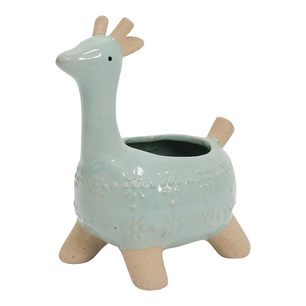 LVD Jaz Giraffe Ceramic 16cm Planter Home/Garden Decorative Plant Pot Aqua/Beige