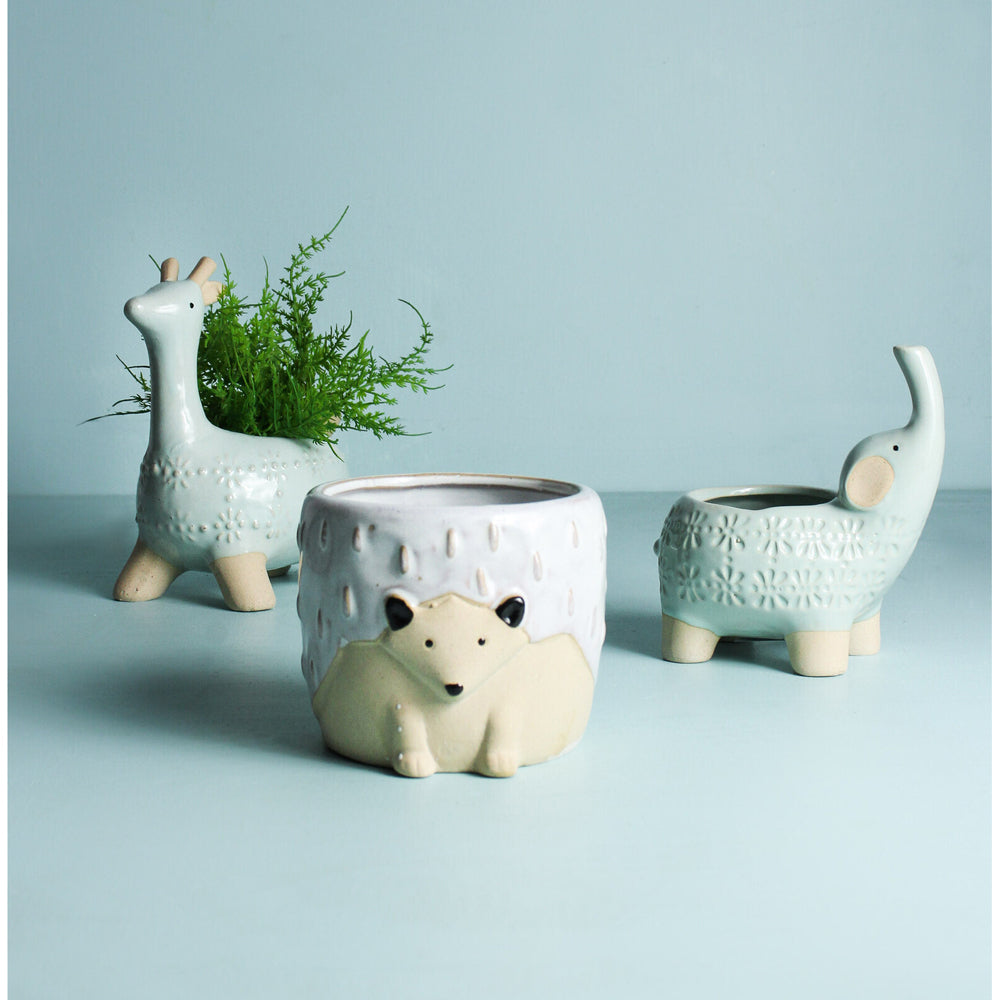 LVD Jaz Giraffe Ceramic 16cm Planter Home/Garden Decorative Plant Pot Aqua/Beige — image 2
