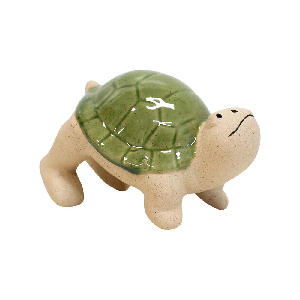 LVD Ceramic 8.5cm Turtle Climber Pot Ornament Sitter Outdoor Garden Figurine Olive