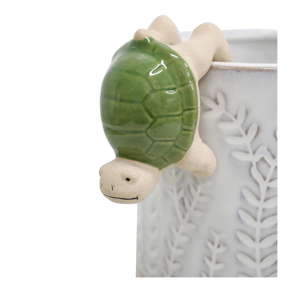 LVD Ceramic 8.5cm Turtle Climber Pot Ornament Sitter Outdoor Garden Figurine Olive — image 2