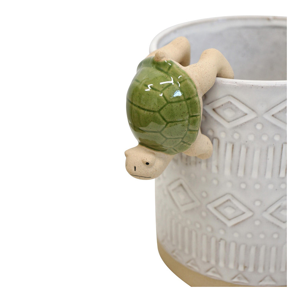 LVD Ceramic 8.5cm Turtle Climber Pot Ornament Sitter Outdoor Garden Figurine Olive — image 3