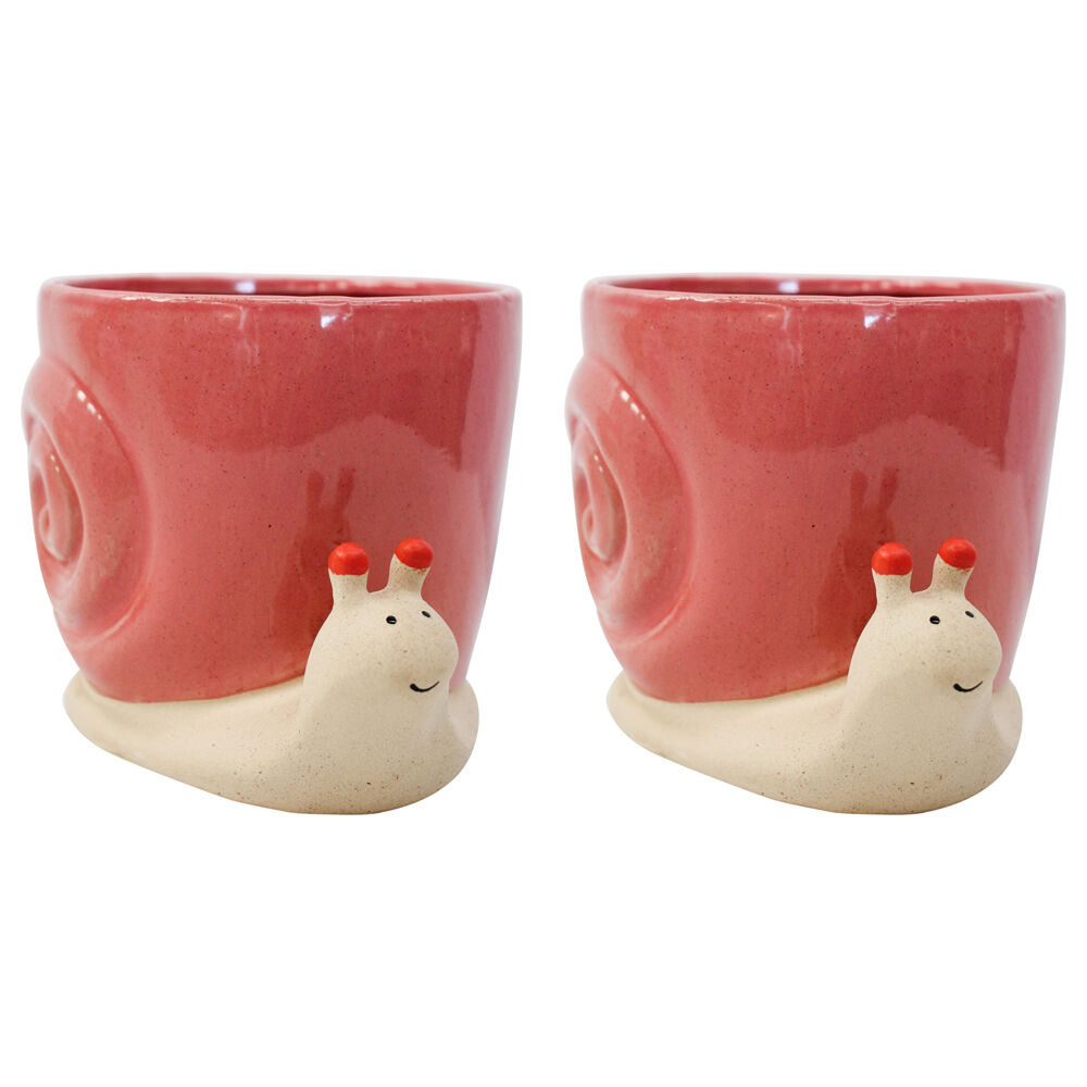 LVD Ceramic Decorative Planter Pot Lucky Snail Large 18.5x13.9cm Rust (2 Pack)