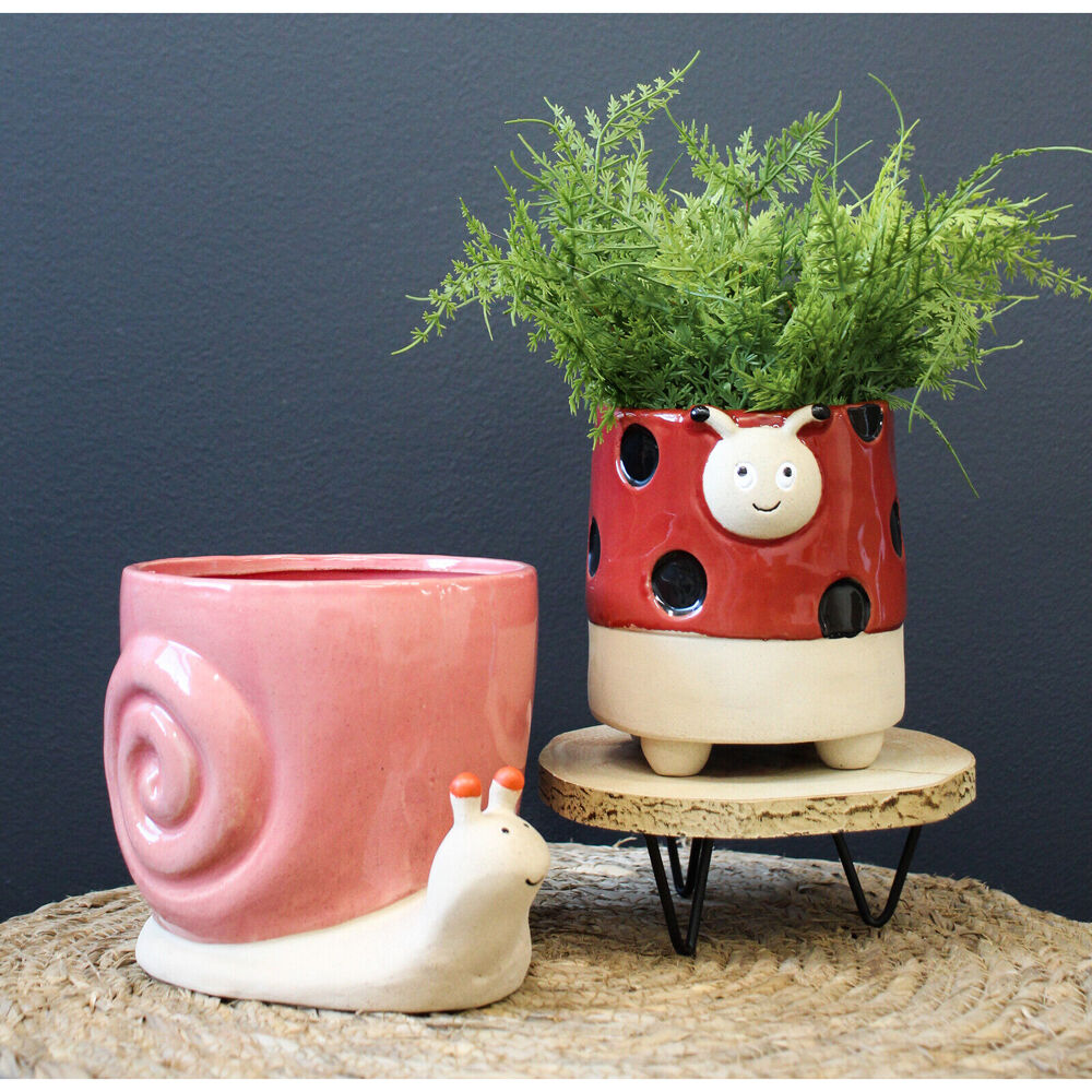 LVD Ceramic Decorative Planter Pot Lucky Snail Large 18.5x13.9cm Rust (2 Pack) — image 4