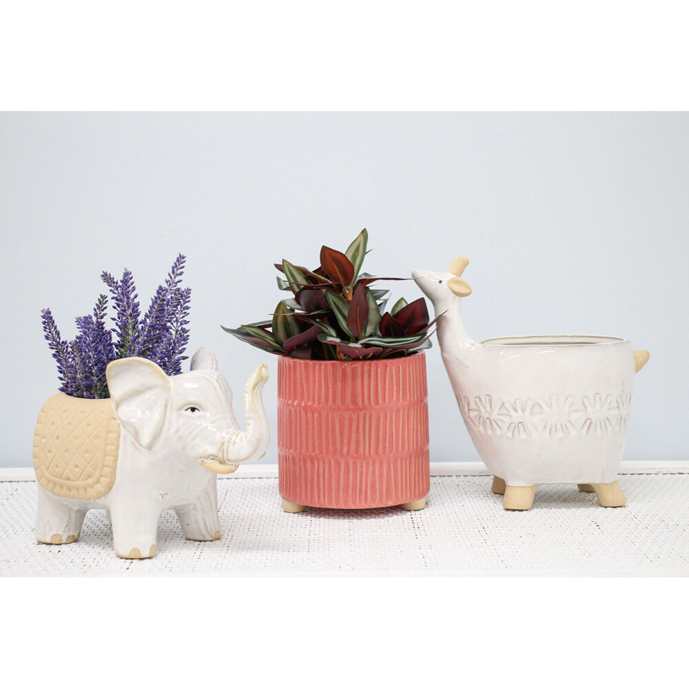 LVD Ceramic Decorative Textured Indoor Planter Pot Sunset 13.5x14cm Pink (2 Pack) — image 4