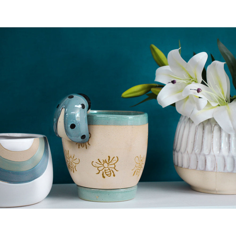 LVD Bee 15cm Ceramic Plant/Flower Planter Home/Office Decorative Garden Pot Round — image 2
