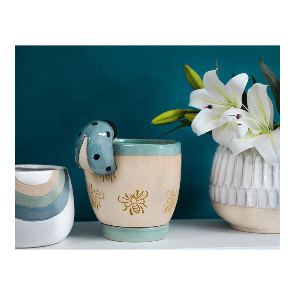 LVD Ceramic 7cm Ladybird Pot Sitter Figurine Patio Home Garden Decor Ornament Blue — image 3