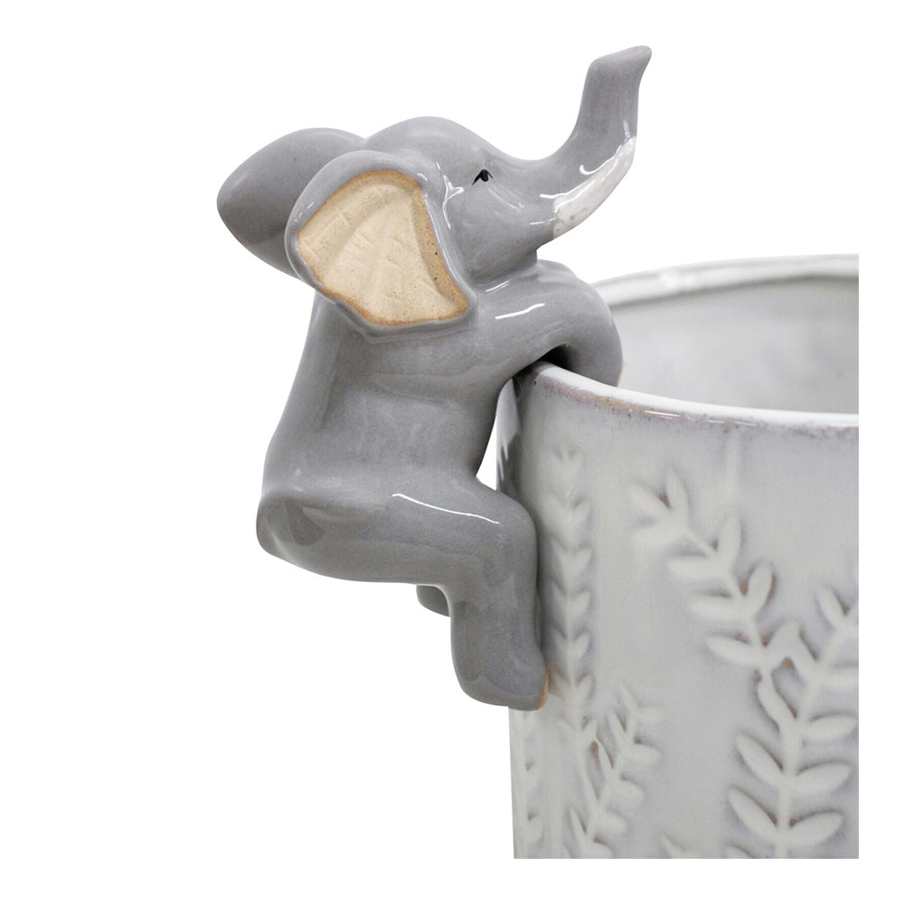 LVD Ceramic 12cm Stoneware Pot Sitter Elephant Ornament Sculpture Home Decor Grey (4 Pack) — image 2