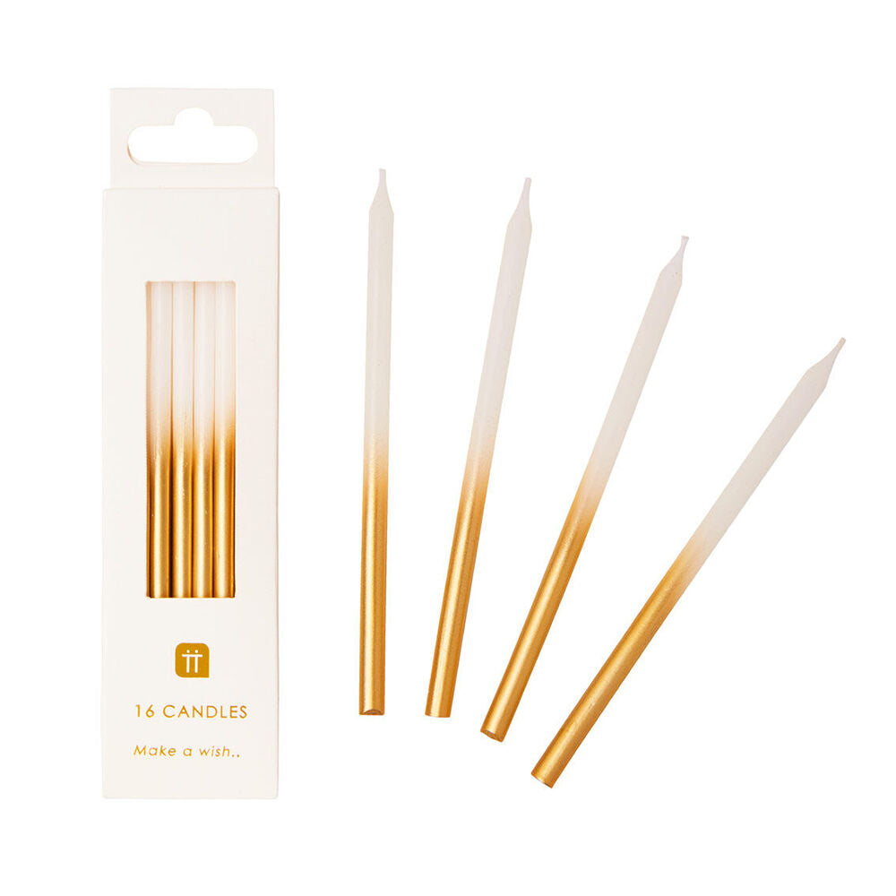 Talking Tables Straight Party Candles Decoration 10cm Gold Ombre (16 Pieces) — image 2