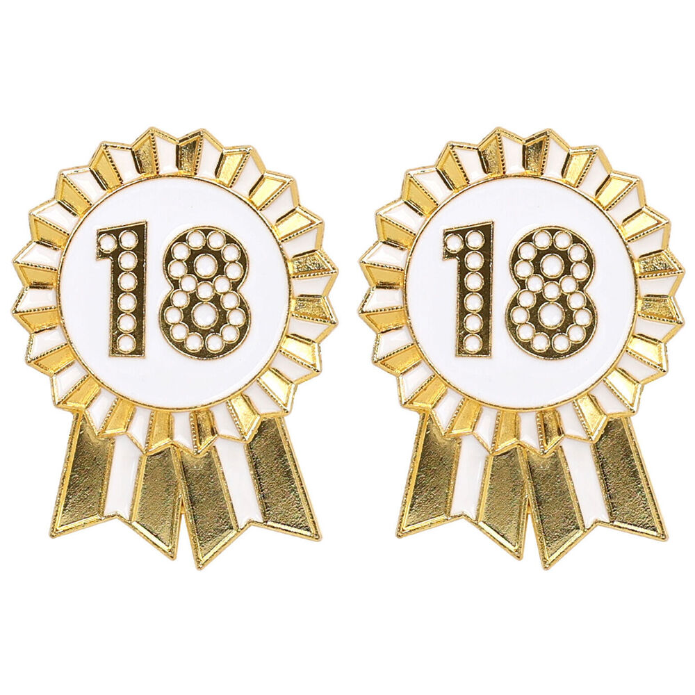Talking Tables Enamel Badge 18th Birthday Party Decoration 6cm Luxe Gold (2 Pack)