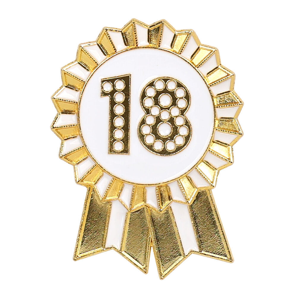 Talking Tables Enamel Badge 18th Birthday Party Decoration 6cm Luxe Gold (2 Pack) — image 2