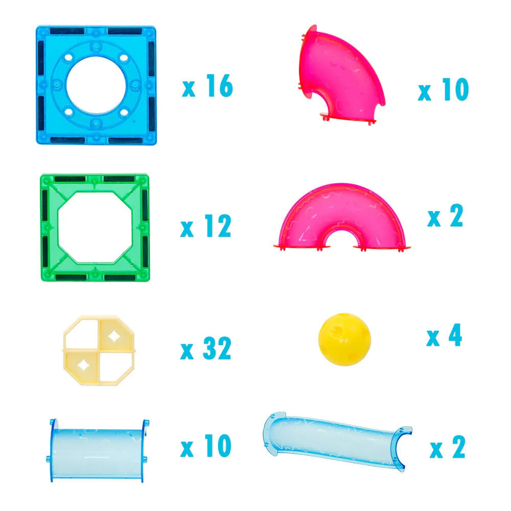 Gem Toys 88 Pcs Magnetic Building Tiles w/Marble Run Pipes w/Storage Bag 3y+ (2 Pack) — image 6