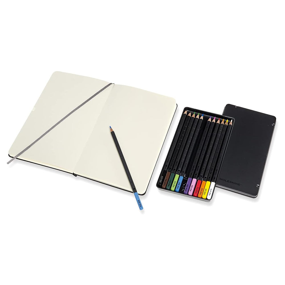 Moleskine 165gsm Sketchbook & Watercolour Pencils Draw/Sketch/Paint Bundle Set — image 2